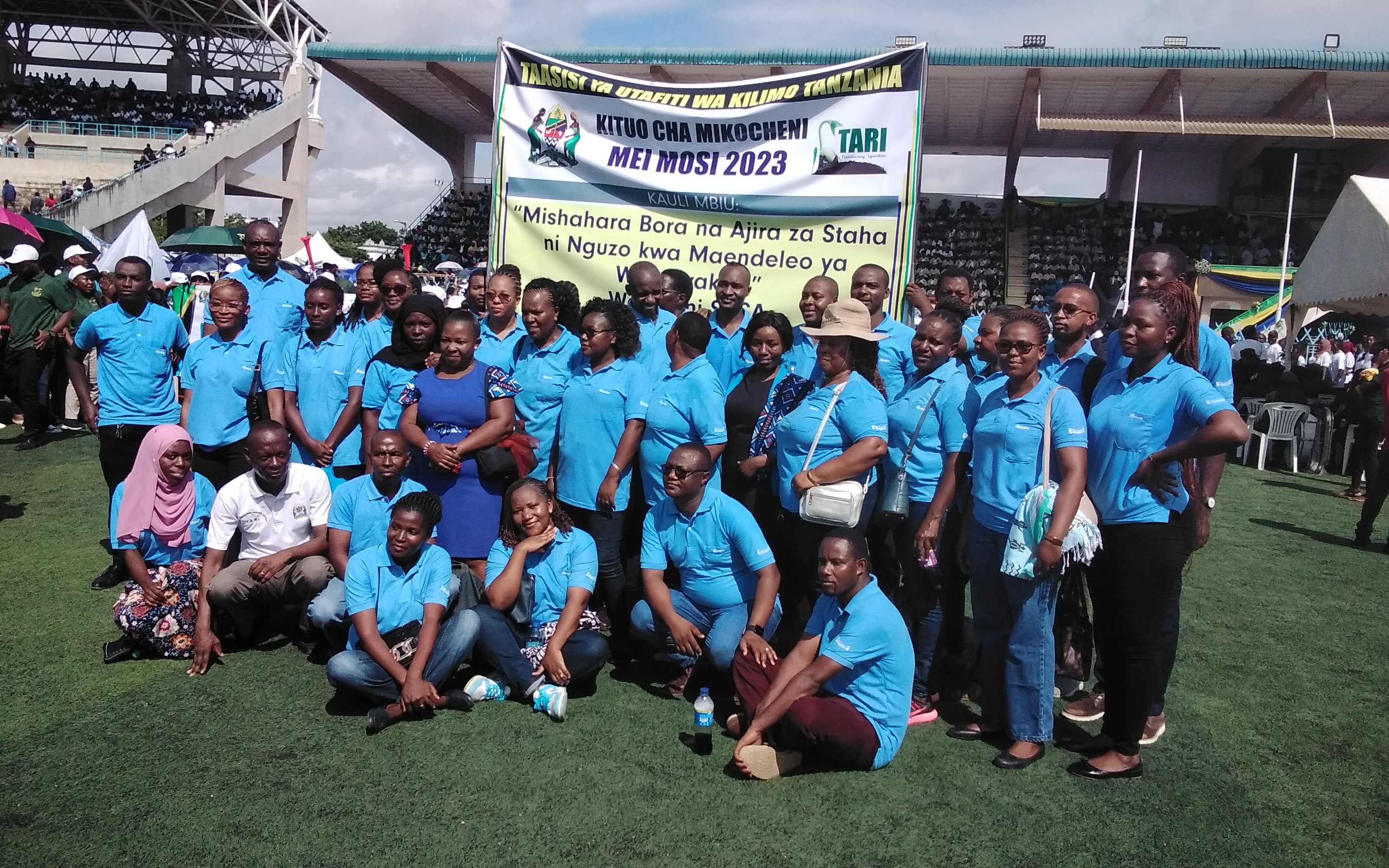 Workers from TARI-Mikocheni participate during the regional Worker's Day (1st May, 2023) celebrations held at Uhuru Stadium in Dar es Salaam's Temeke area.