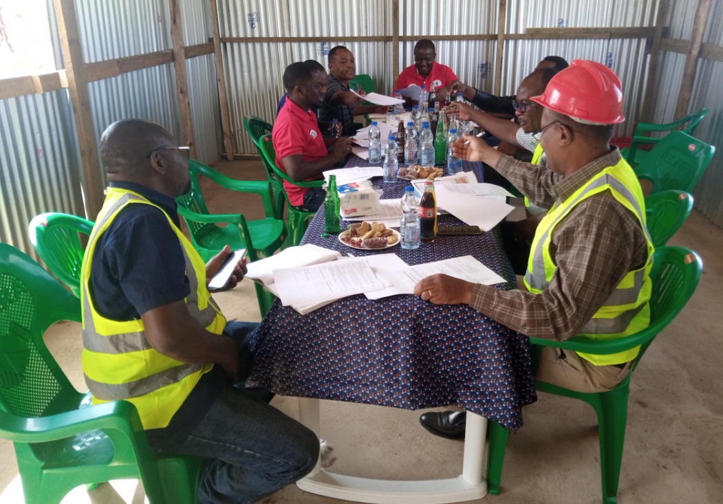 Site meeting at ongoing construction of TARI Kihinga office building and Residential houses held on 2nd June, 2022